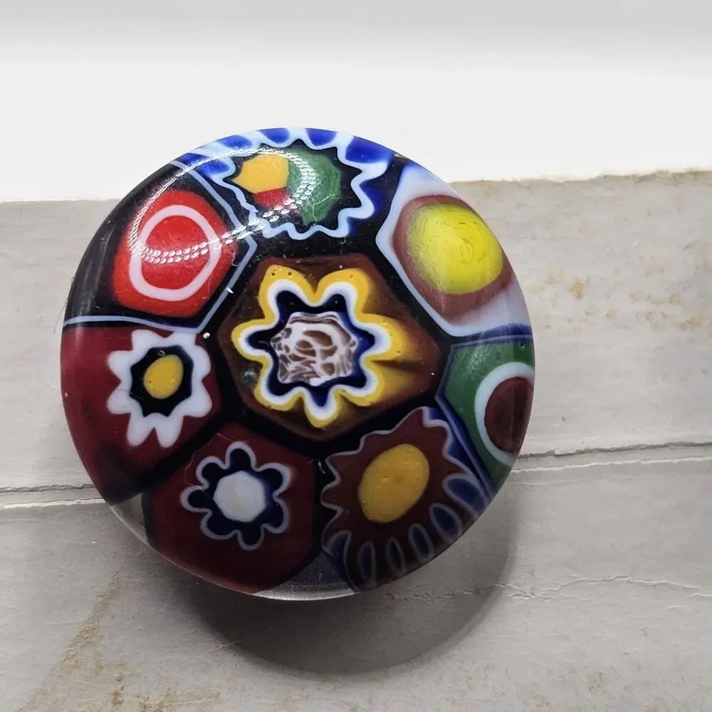 Vintage Murano Glass Color Splash Domed Millefiori Cufflinks New on Card